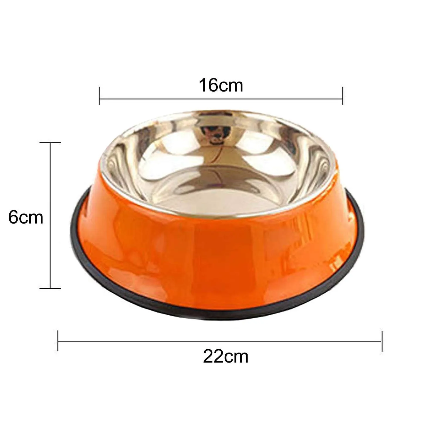 2 Dog Bowls, Stainless Steel Dog Feeder Bowls,Medium Dog Feeder Bowls And Water Bowls，dog cat Plate Bowls With Non-slip Rubber Bases, (22 cm / 8.6 inches)