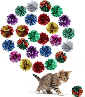 20 Pcs Cat Crinkle Toy Ball 2.36 Inch Interactive Crinkle Ball Crinkle Balls for Cats Polyester Film Crinkle Balls Cat Toys Bright Colors Cat Ball Toys to Attract and Engage Cats