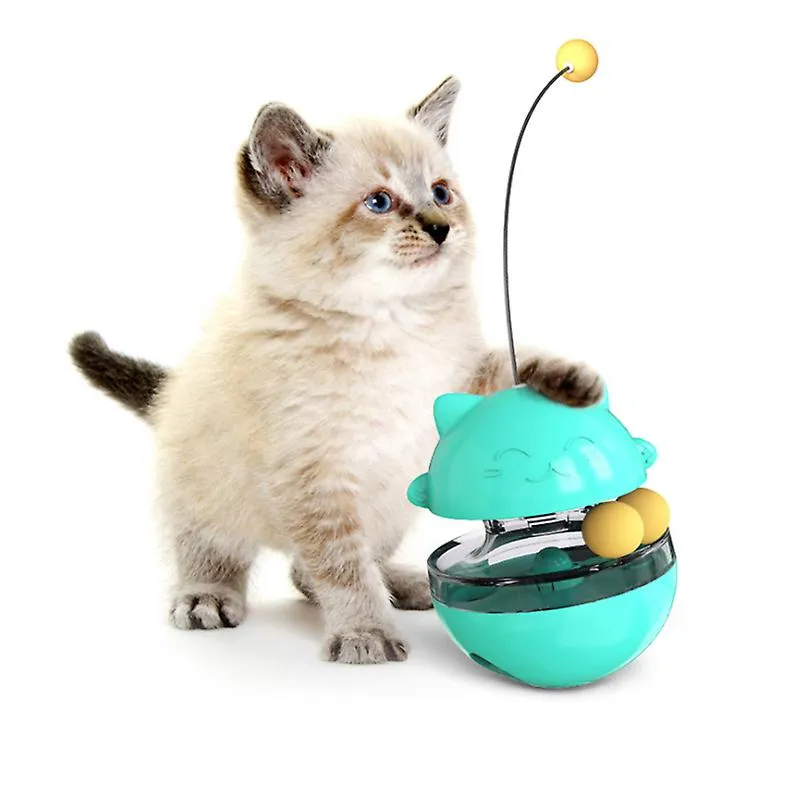 blue Dual Rolling Balls Cat Tumbler Toy Cat Food Dispenser Leaking food ball AZ1187