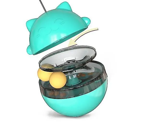 blue Dual Rolling Balls Cat Tumbler Toy Cat Food Dispenser Leaking food ball AZ1187