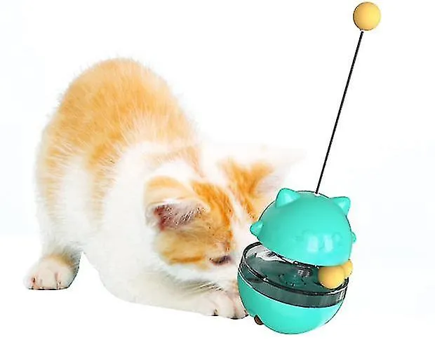 blue Dual Rolling Balls Cat Tumbler Toy Cat Food Dispenser Leaking food ball AZ1187