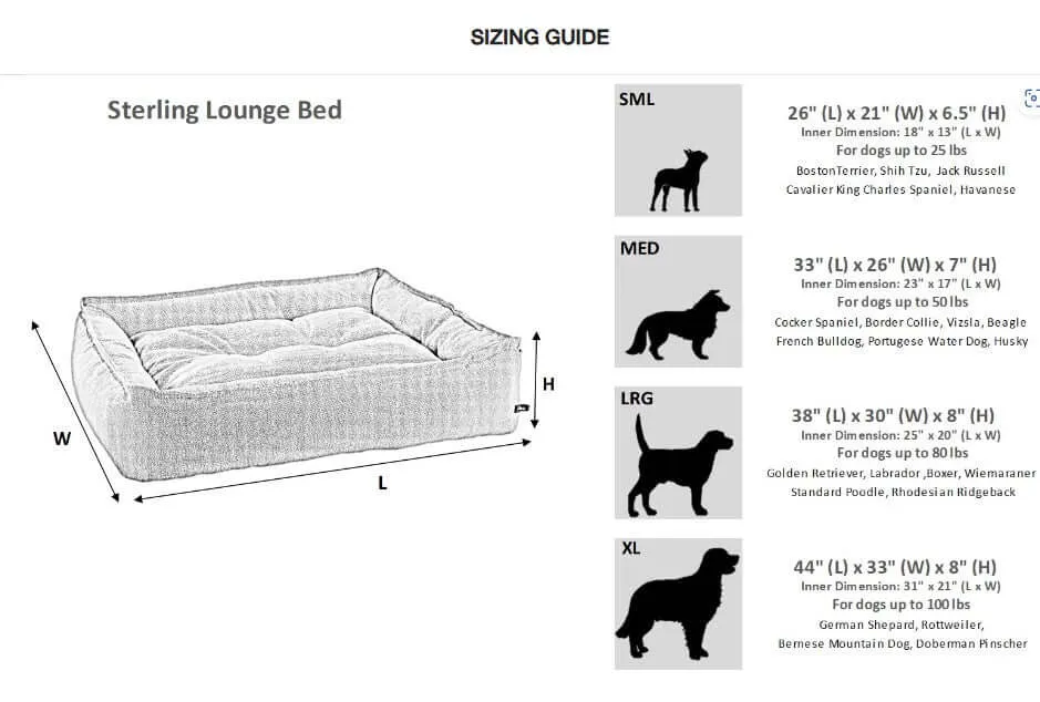 Bowsers Sterling Lounge Dog Bed - Stone Grey