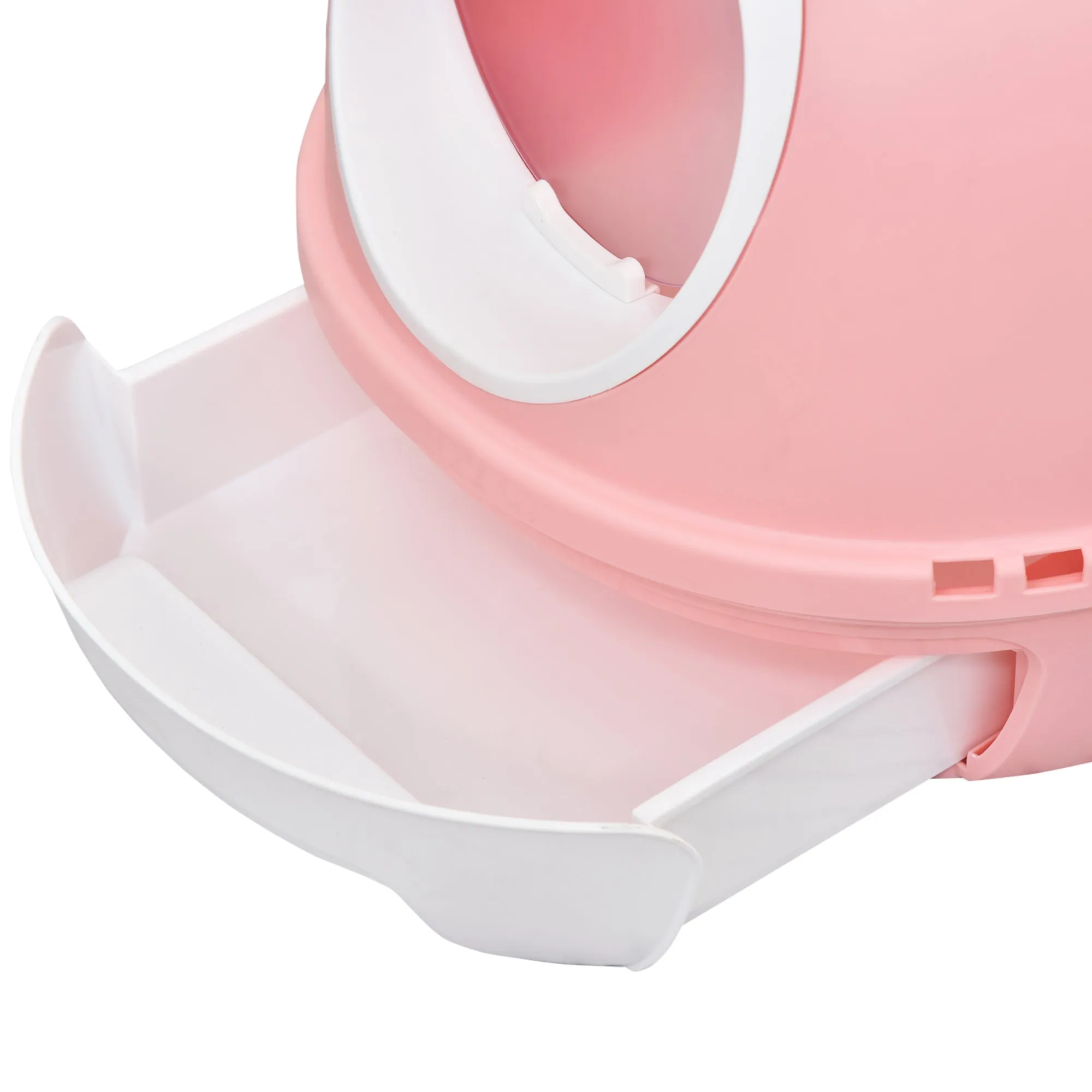 Closed Cat Litter Box with Removable Tray, 2 Entrances and Scoop, 47x55x44cm, Pink