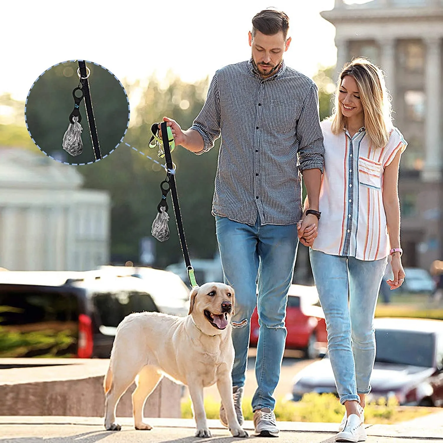 Dog Poop Bag Holder for Leash Waste Bag Carrier Dog Poop Bag Dispenser for Walking Running Bicycle Accessory 2 Pieces (Black   Pink)