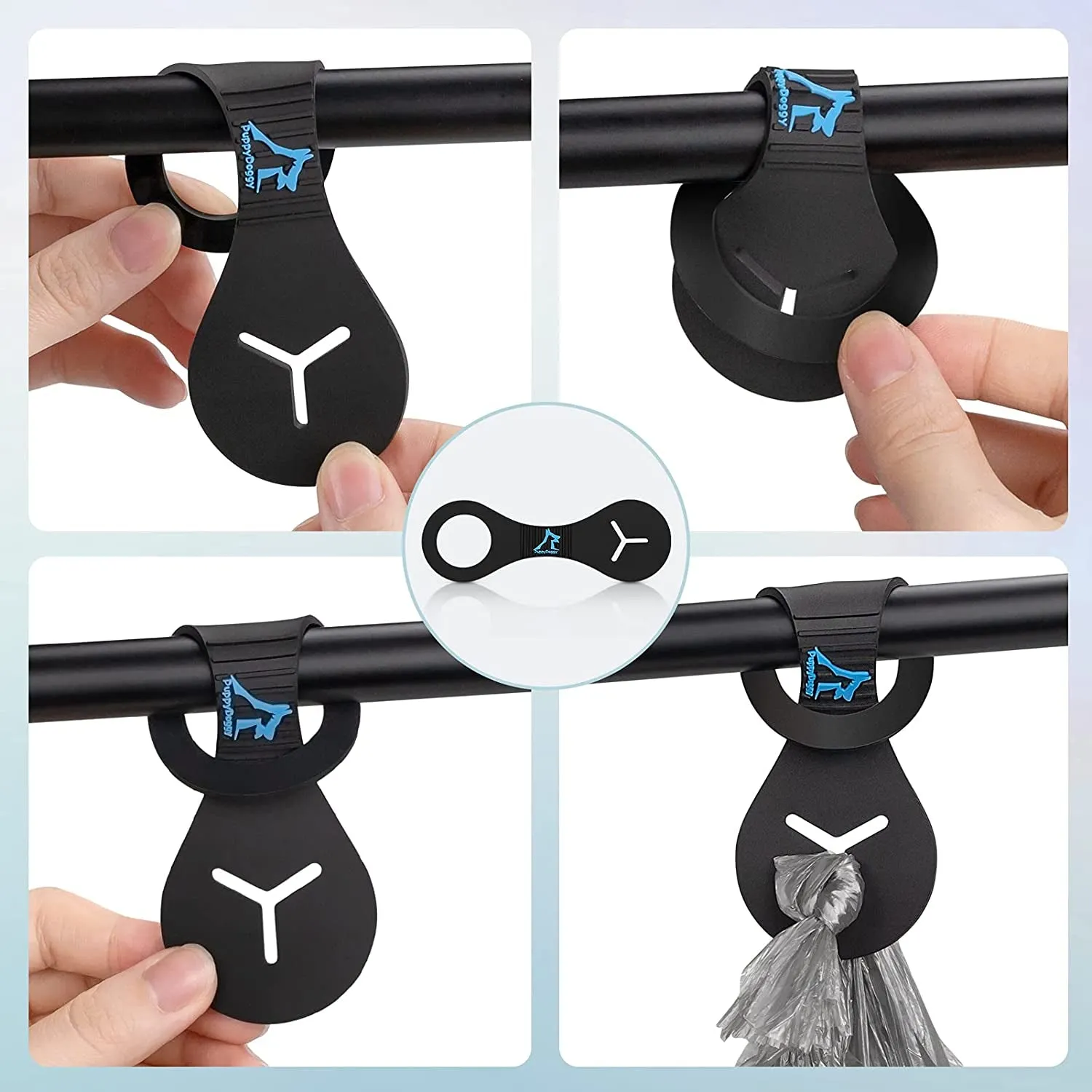 Dog Poop Bag Holder for Leash Waste Bag Carrier Dog Poop Bag Dispenser for Walking Running Bicycle Accessory 2 Pieces (Black   Pink)