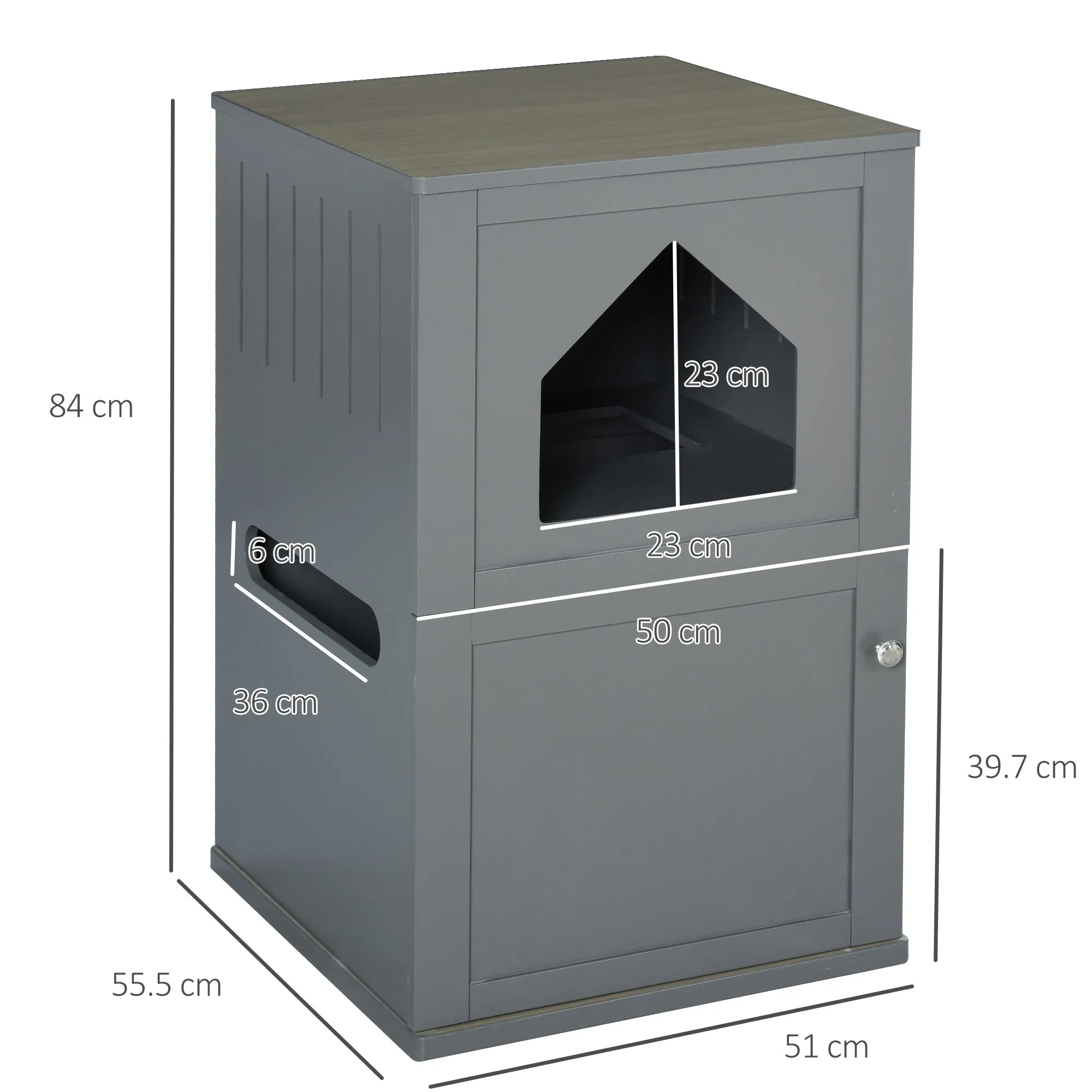 Double-Decker Cat Litter Box 2 Story Pet Crate Luxury Toilet House, Grey