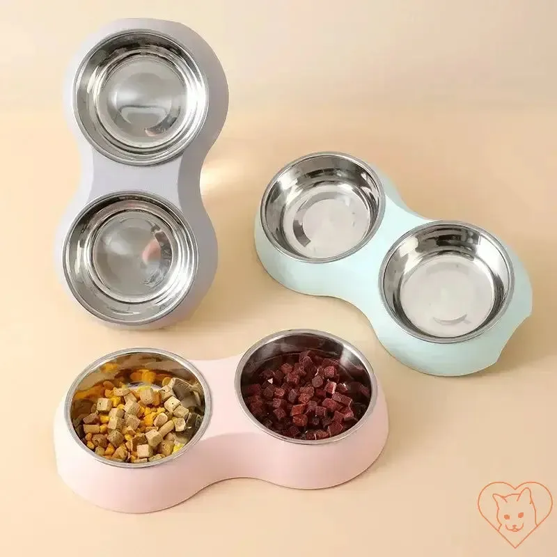 Double Stainless Steel Pet Food Bowl
