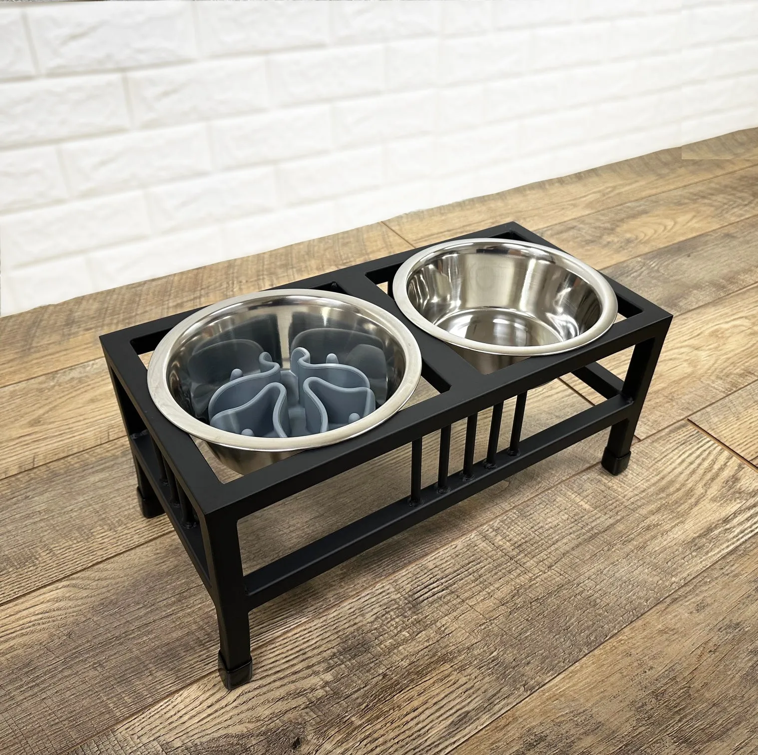 Extra Bowl Set with Slow Feed Pad – Human-Grade 304 Stainless Steel Slow Feed Dog Bowl, Silicone Insert, set of 2