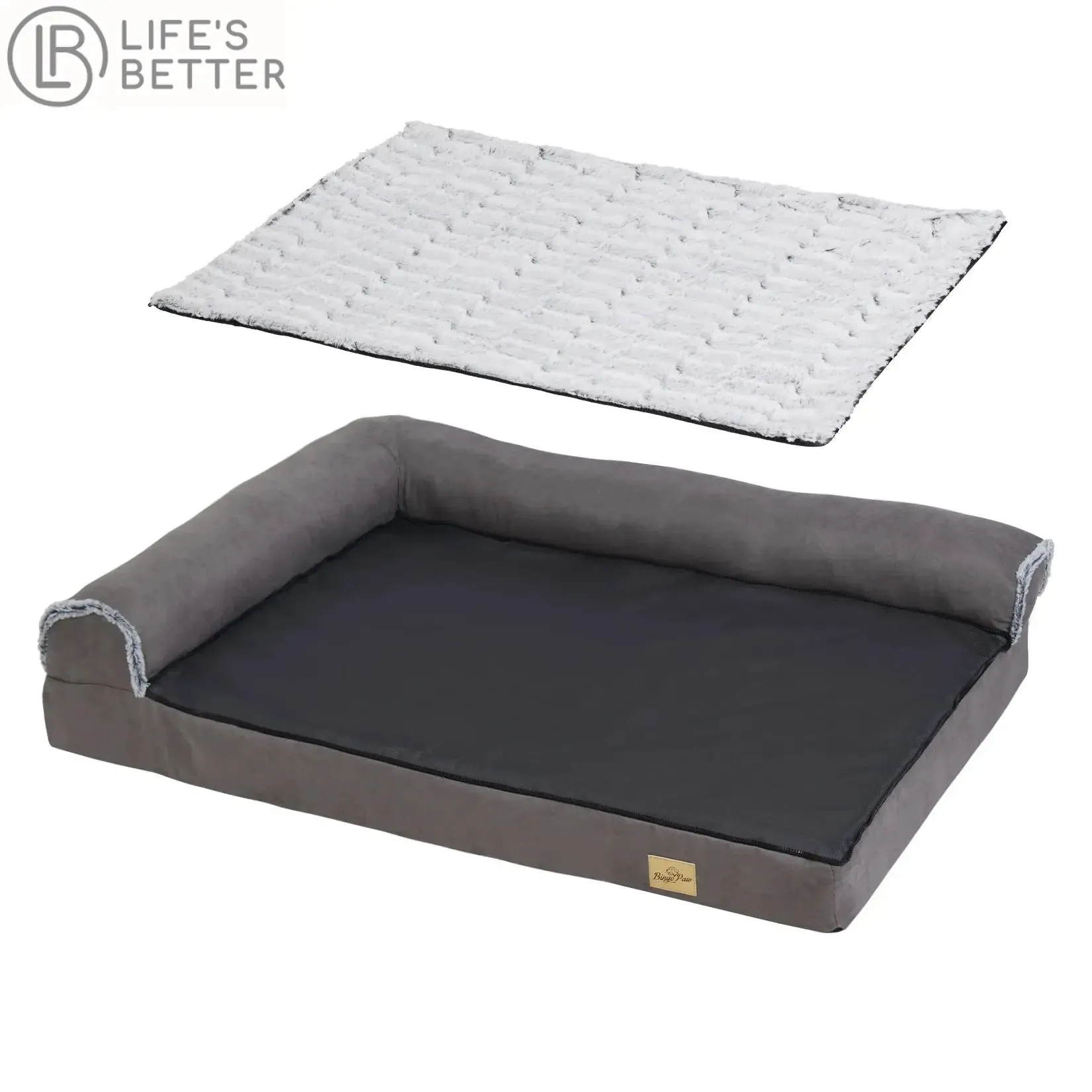Extra Large Orthopedic Bolster Dog Bed with Memory Foam