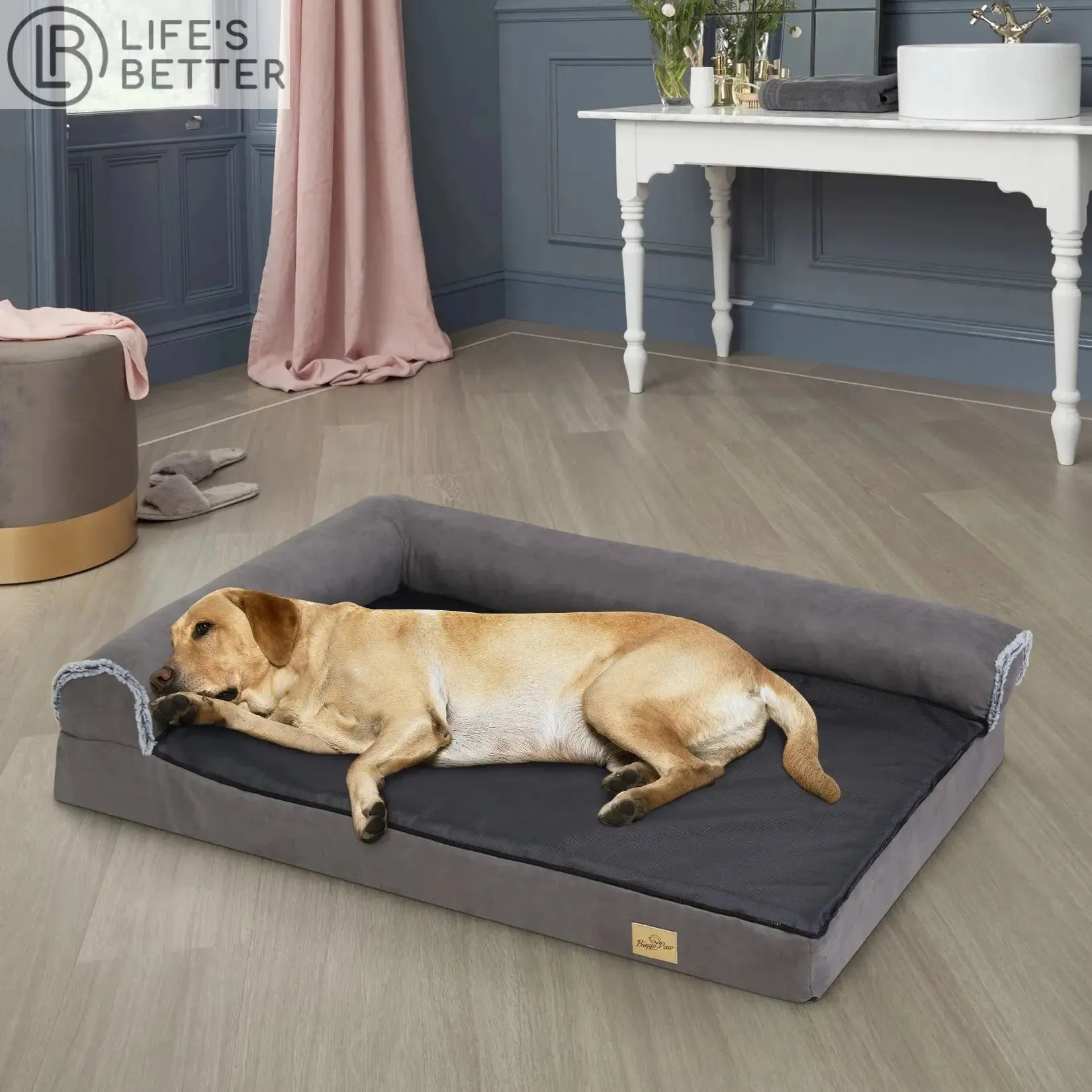 Extra Large Orthopedic Bolster Dog Bed with Memory Foam