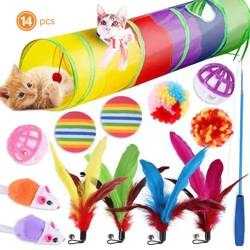 Fast Shipping 14-Piece Assorted Cat Toys Set