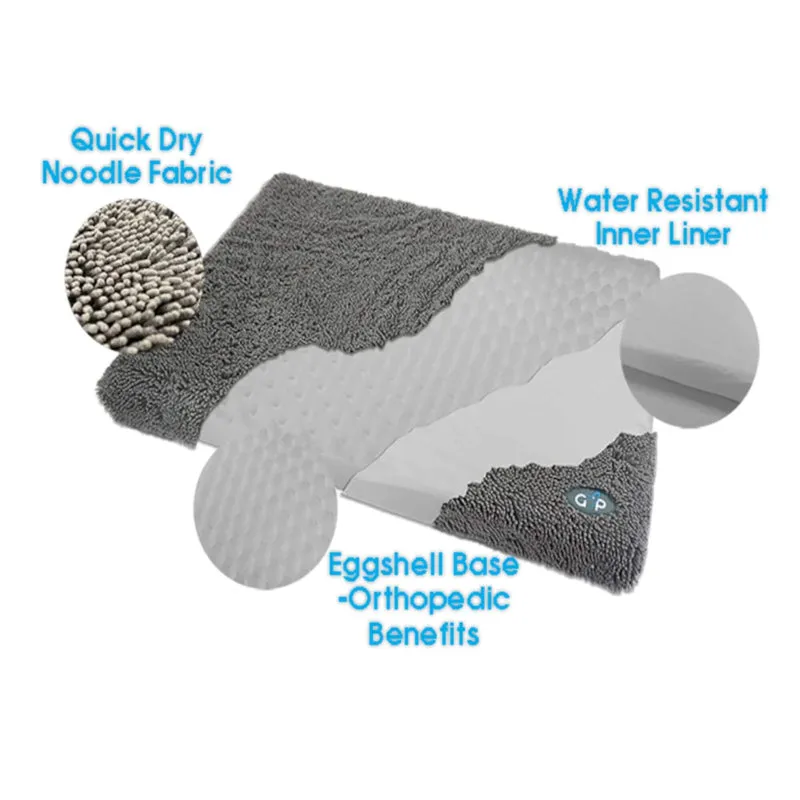 Gorpets | Orthopedic Drying Dog Bed | Grey Noodle