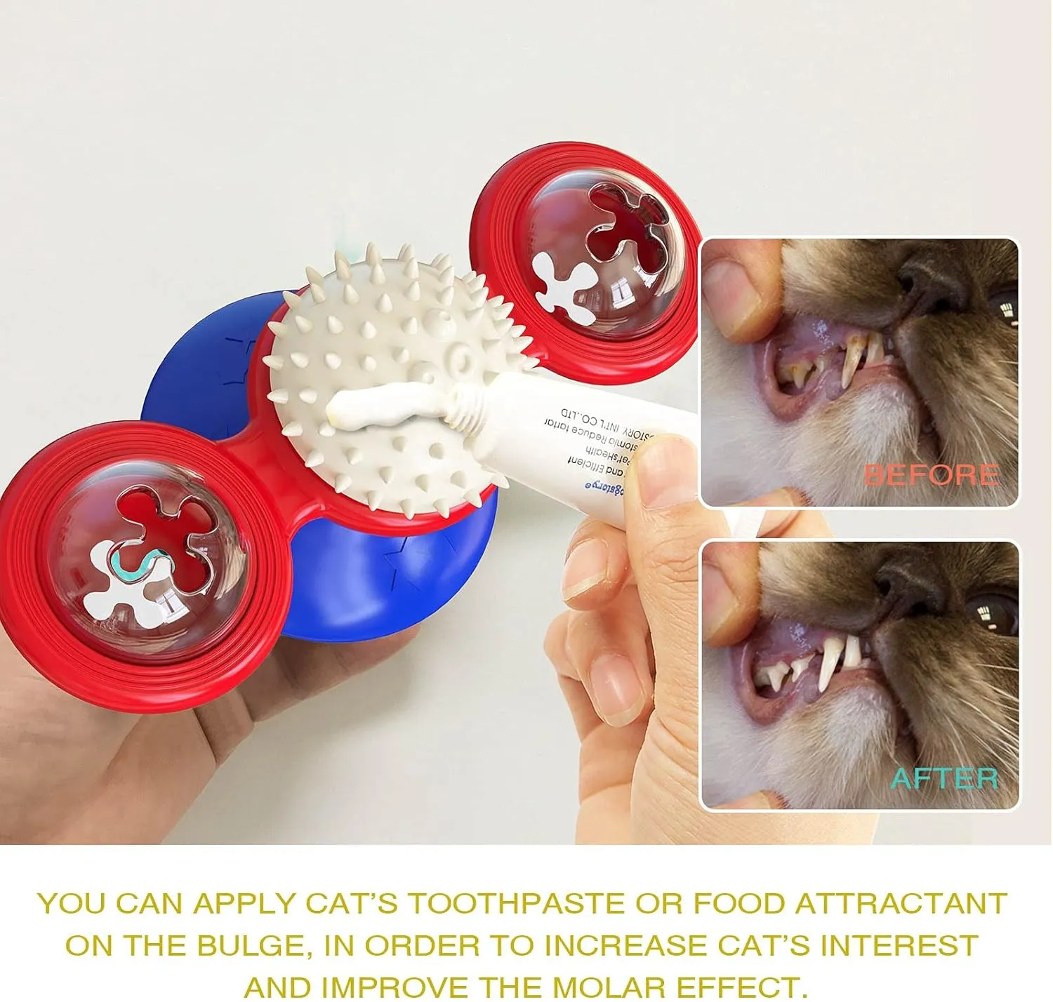 Interactive Windmill Cat Toys with Catnip : Cat Toys for Indoor Cats Funny Kitten Toys with LED Light Ball Suction CupCat Nip Toy for Cat chew Exercise (Multi-Colored)