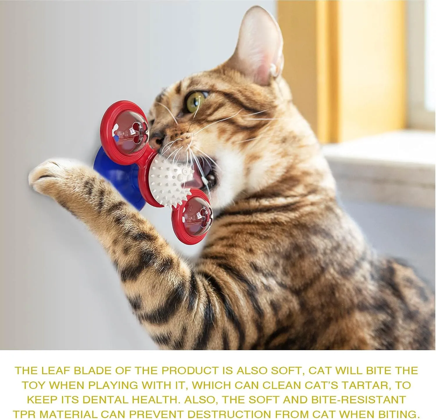 Interactive Windmill Cat Toys with Catnip : Cat Toys for Indoor Cats Funny Kitten Toys with LED Light Ball Suction CupCat Nip Toy for Cat chew Exercise (Multi-Colored)