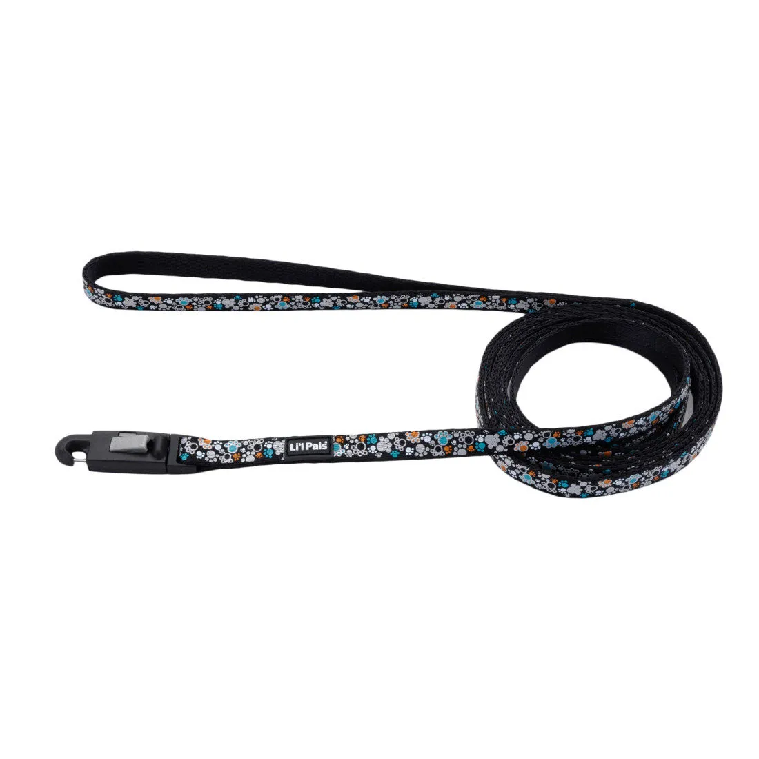 Li'l Pals® Reflective Leash, Black Paw Prints