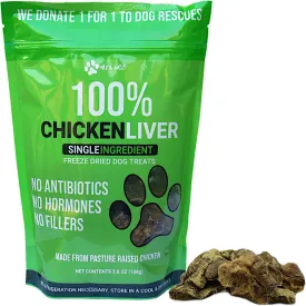 Max and Neo Freeze Dried Chicken Liver Dog Treats - Single Ingredient, Pasture Raised, Antibiotic Free, Human Grade Chicken Grown in The USA - We Donate 1 for 1 to Dog Rescues for Every Product Sold