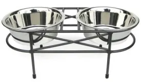 Mesh Elevated Double Dog Bowl - White