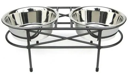 Mesh Elevated Double Dog Bowl - White