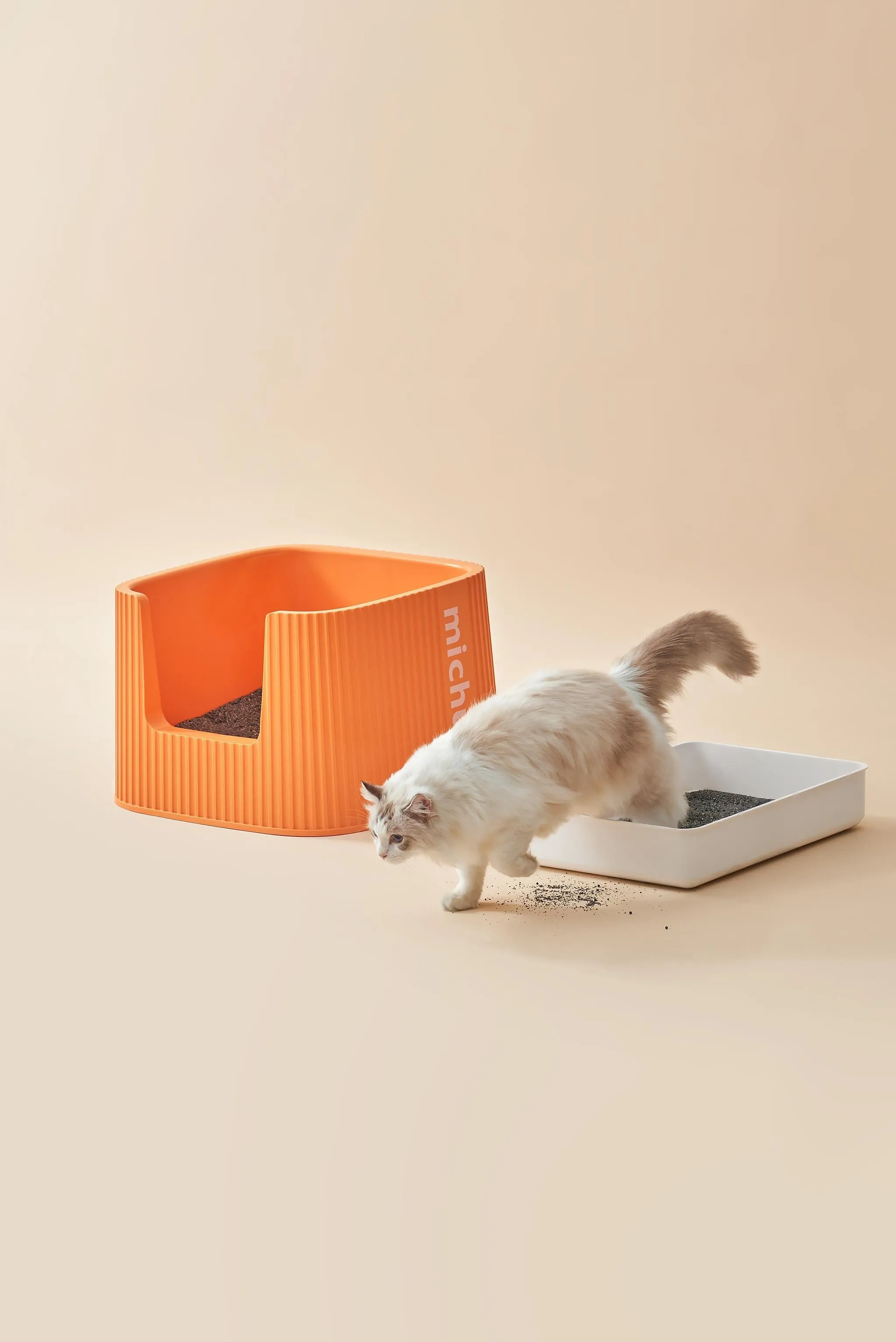 Michu XXL Delux Cat Litter Box with Scoop Coral