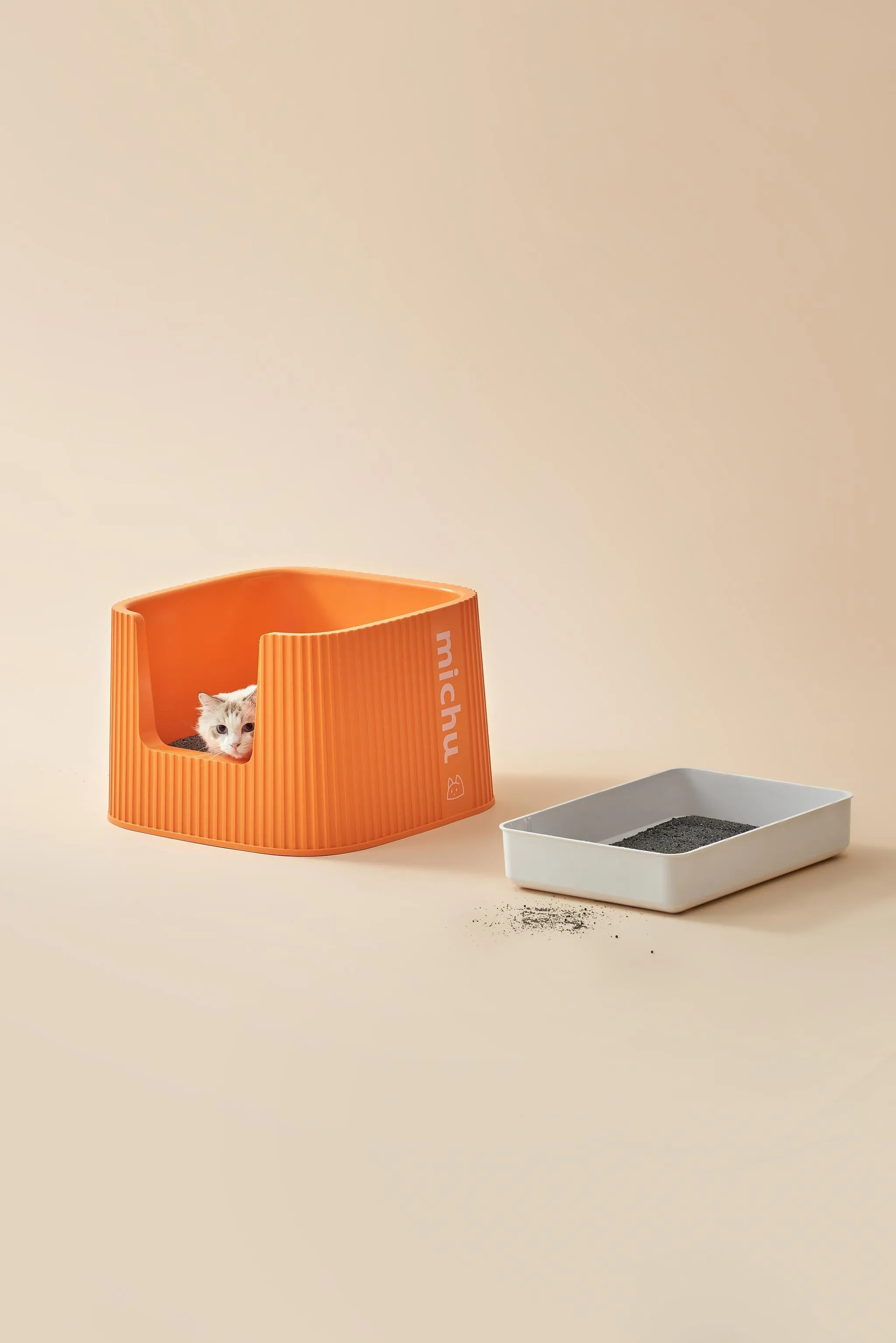 Michu XXL Delux Cat Litter Box with Scoop Coral