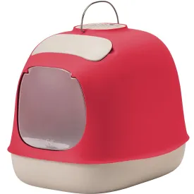 Minu Covered Cat Litter Tray (Red)