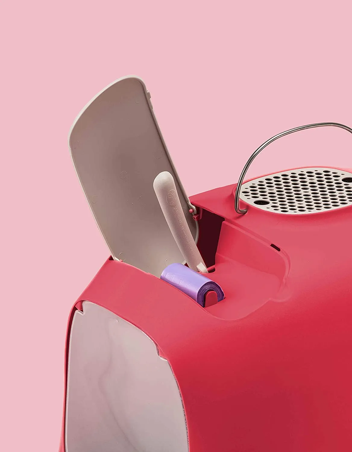 Minu Covered Cat Litter Tray (Red)