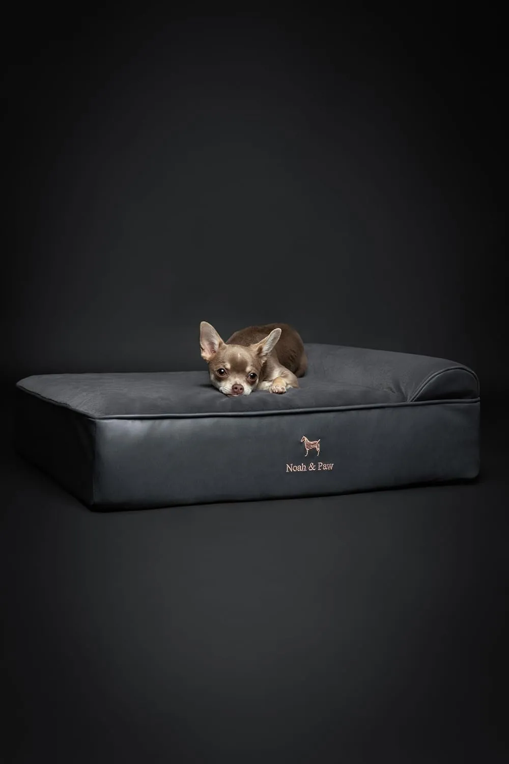 NOAH & PAW Dog Bed, 28x23x11 Inch, Orthopedic Dog Beds for Medium Size Pets, Eggshell Memory Foam Infused with Cooling Gel, Waterproof, Machine Washable, Includes Inner Cover (Faux Leather)