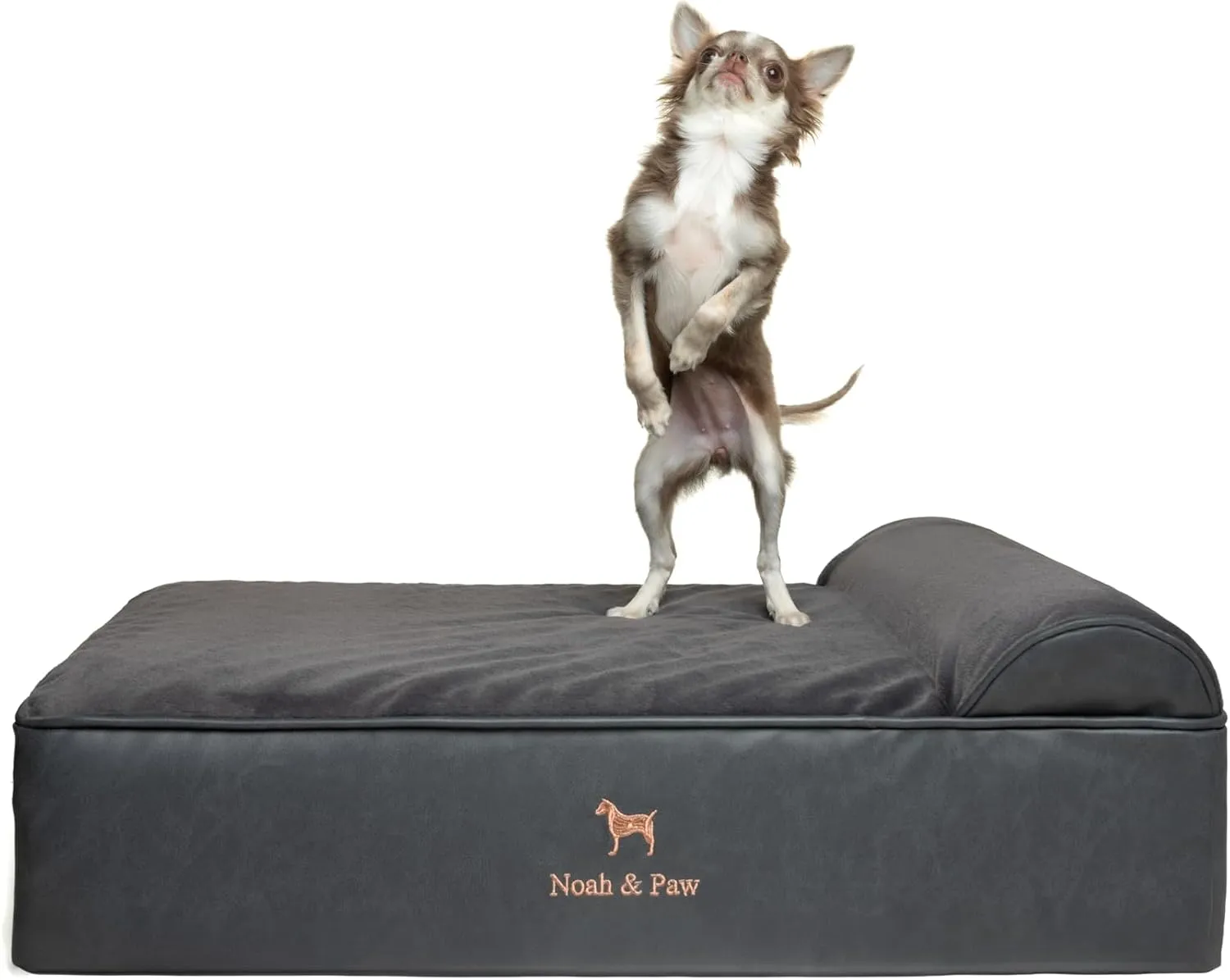 NOAH & PAW Dog Bed, 28x23x11 Inch, Orthopedic Dog Beds for Medium Size Pets, Eggshell Memory Foam Infused with Cooling Gel, Waterproof, Machine Washable, Includes Inner Cover (Faux Leather)