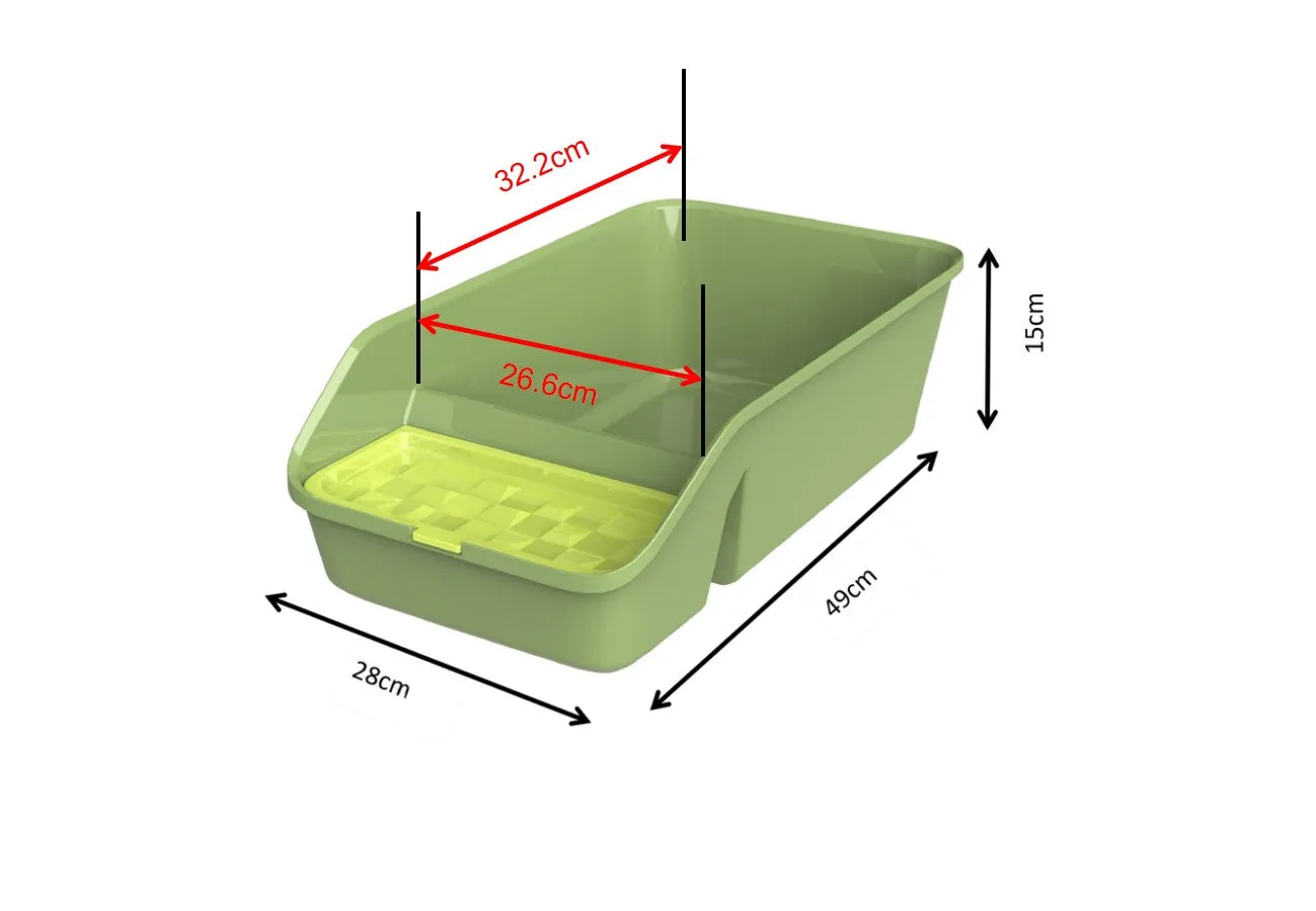 Open Cat Litter Tray with Storage and Scoop - Grey