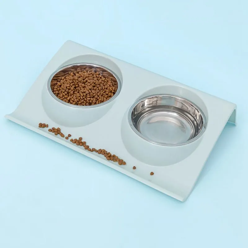 Pastel Double Stainless Steel Pet Bowl (Various Colours)