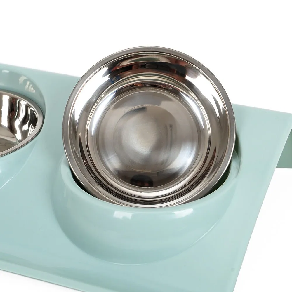 Pastel Double Stainless Steel Pet Bowl (Various Colours)