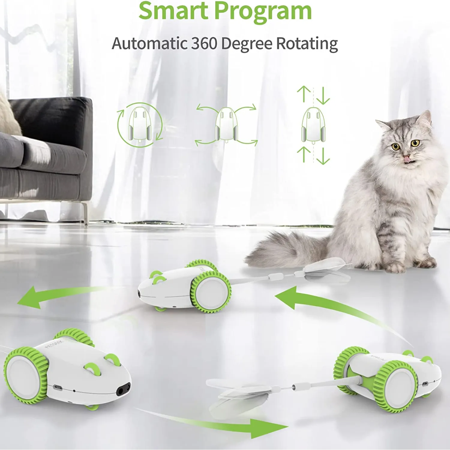 Pet Geek Furious Mouse Toy for Cats (White/Green)