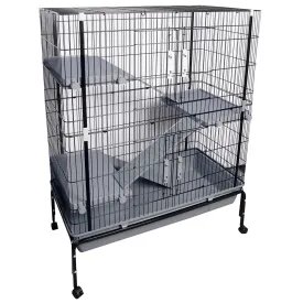 Pet One 2215 Small Animal Cage with Stand Black Grey 101x 51x130cm
