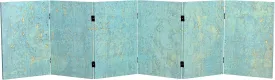 Red Lantern 2 ft. Short Double Sided Voice of The Sky Canvas Folding Screen 6 Panel Freestanding Partition and Separator for Modern and Contemporary Bedroom, Home Office, Studio, Dorm, Apartment