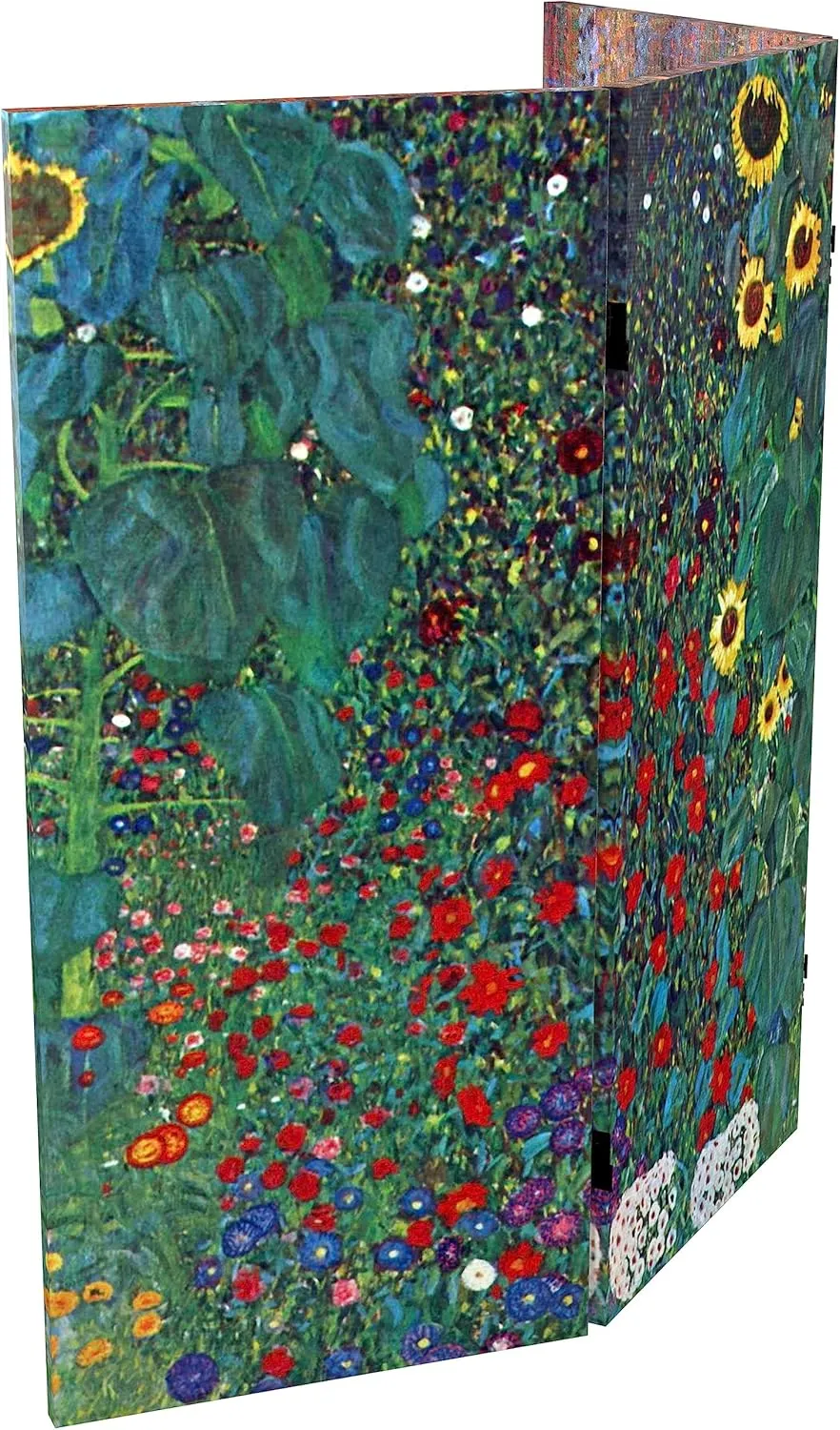 Red Lantern Double Sided Works of Klimt Room Divider - Tannenwald/Farm Garden, 3 Foot - 3 Panel