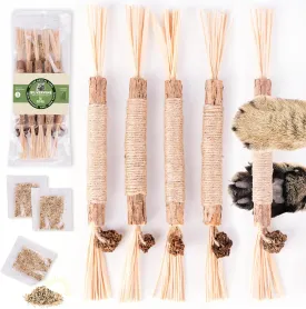 Silvervine Sticks for Cats 5 Pcs, Natural Catnip Cat Chew Toys for Indoor Cat Teeth Cleaning, Aggressive Chewers, Kitten Teething Matatabi Chew Stick Cat Toys, Silvervine for Cats