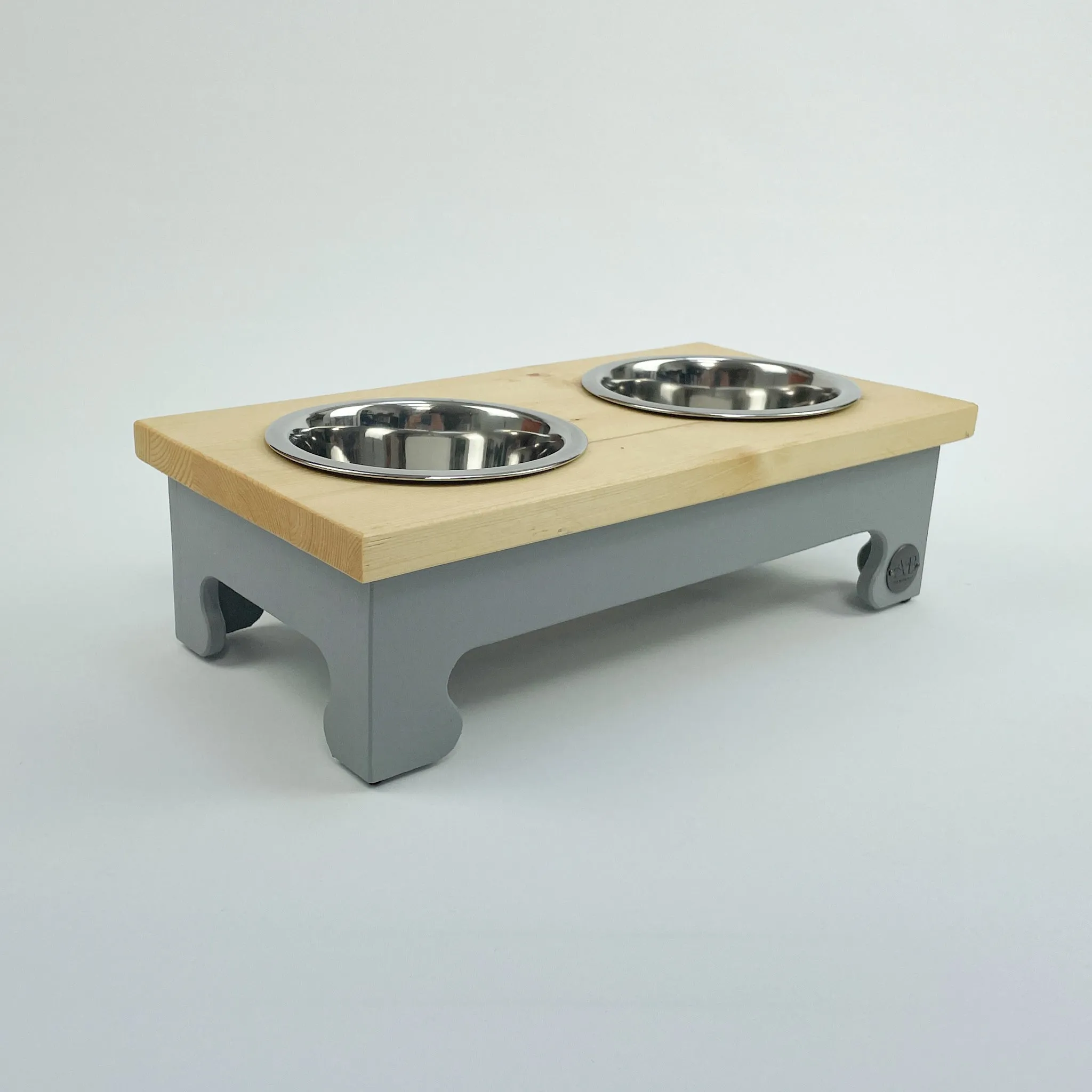 Small Pine Top Raised Dog Bowl Feeding Stand