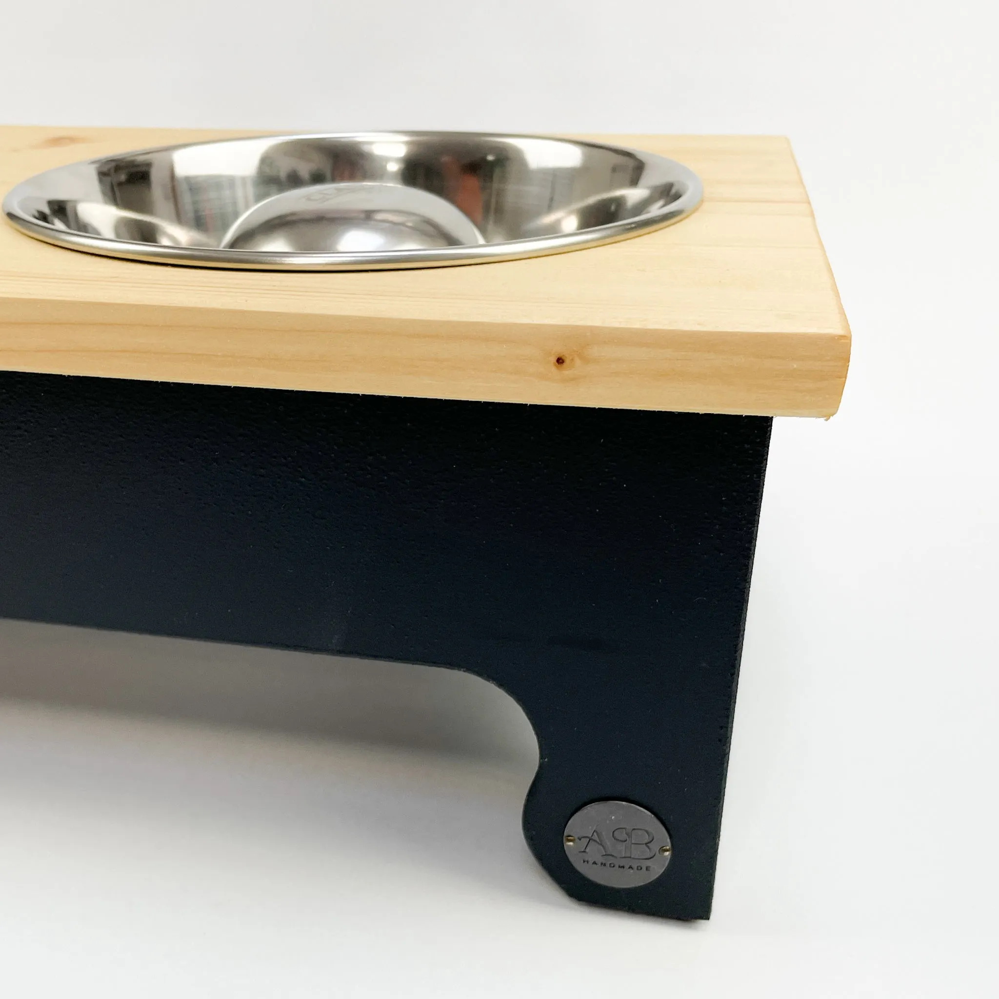 Small Pine Top Raised Dog Bowl Feeding Stand