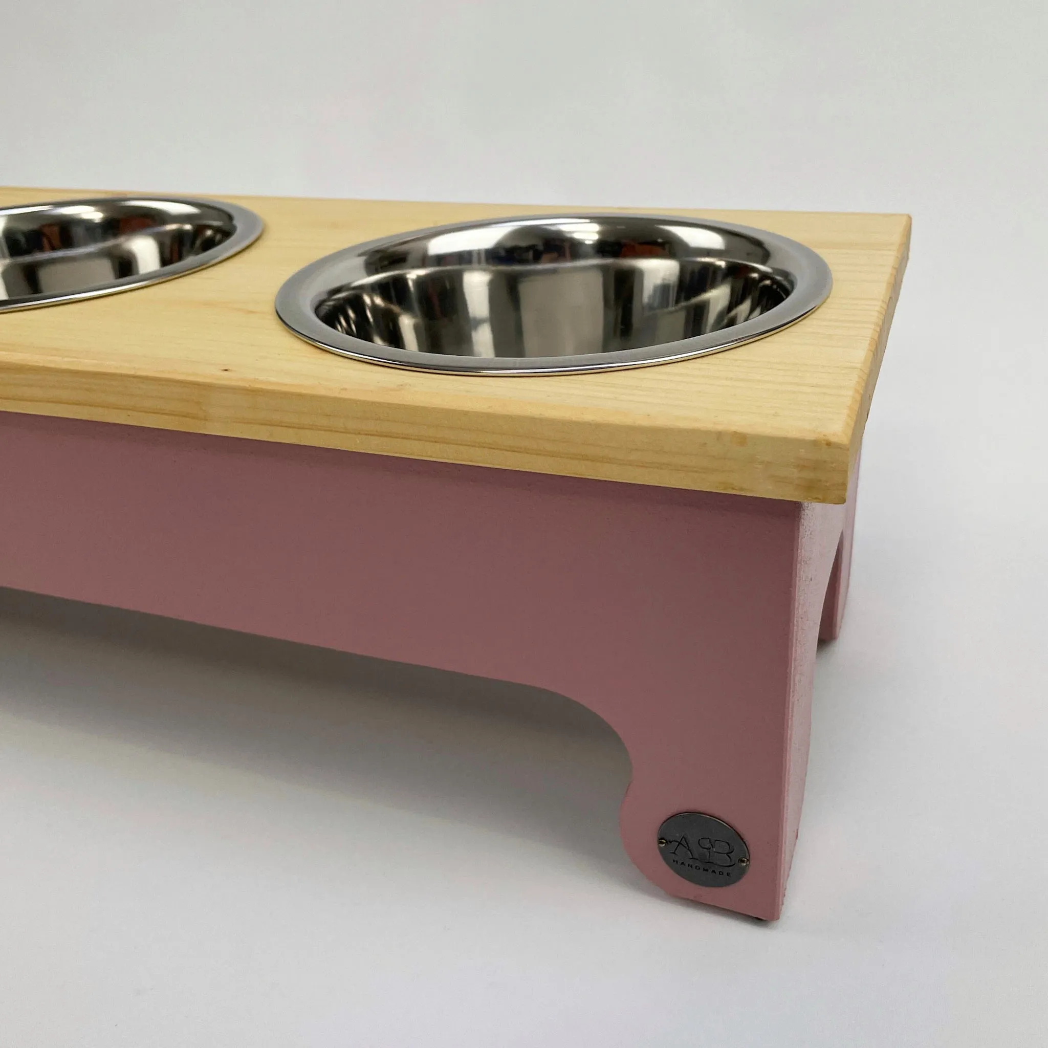 Small Pine Top Raised Dog Bowl Feeding Stand