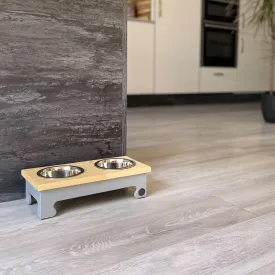 Small Pine Top Raised Dog Bowl Feeding Stand