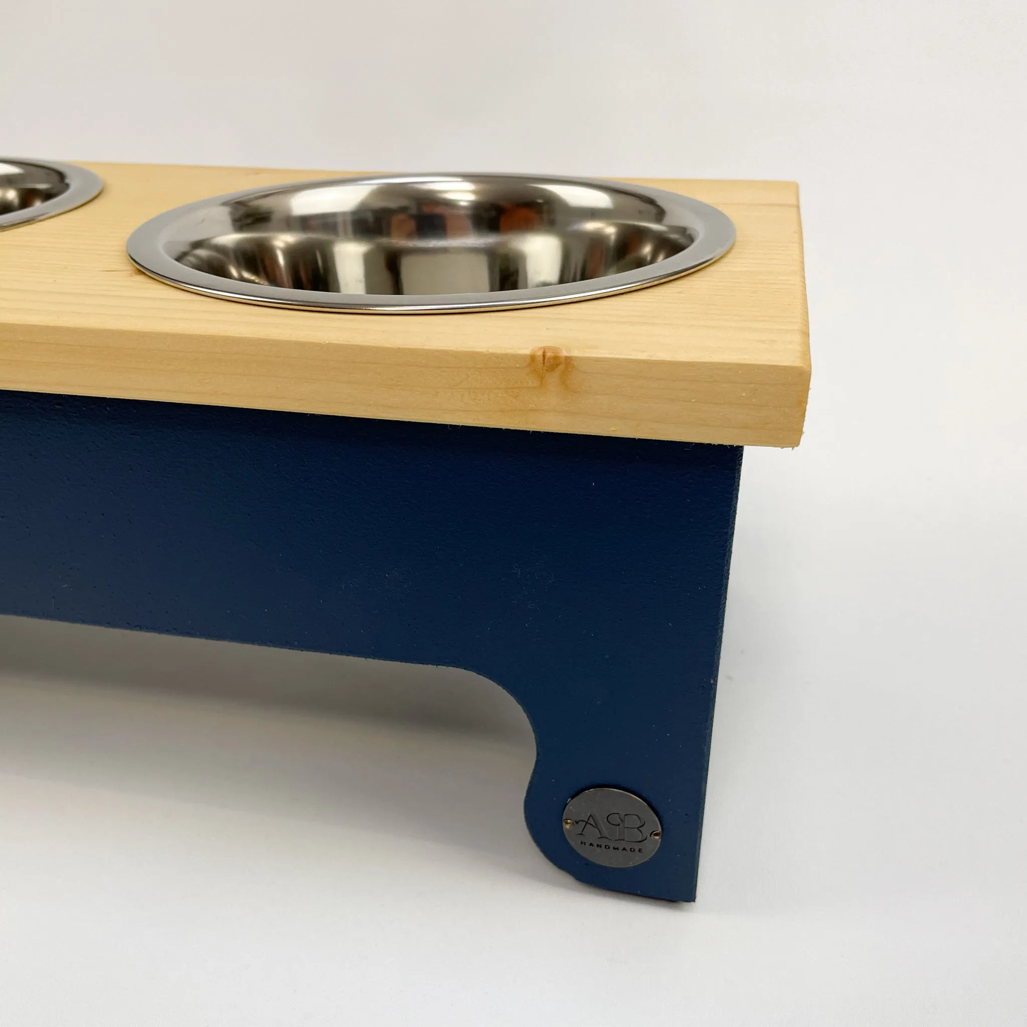 Small Pine Top Raised Dog Bowl Feeding Stand
