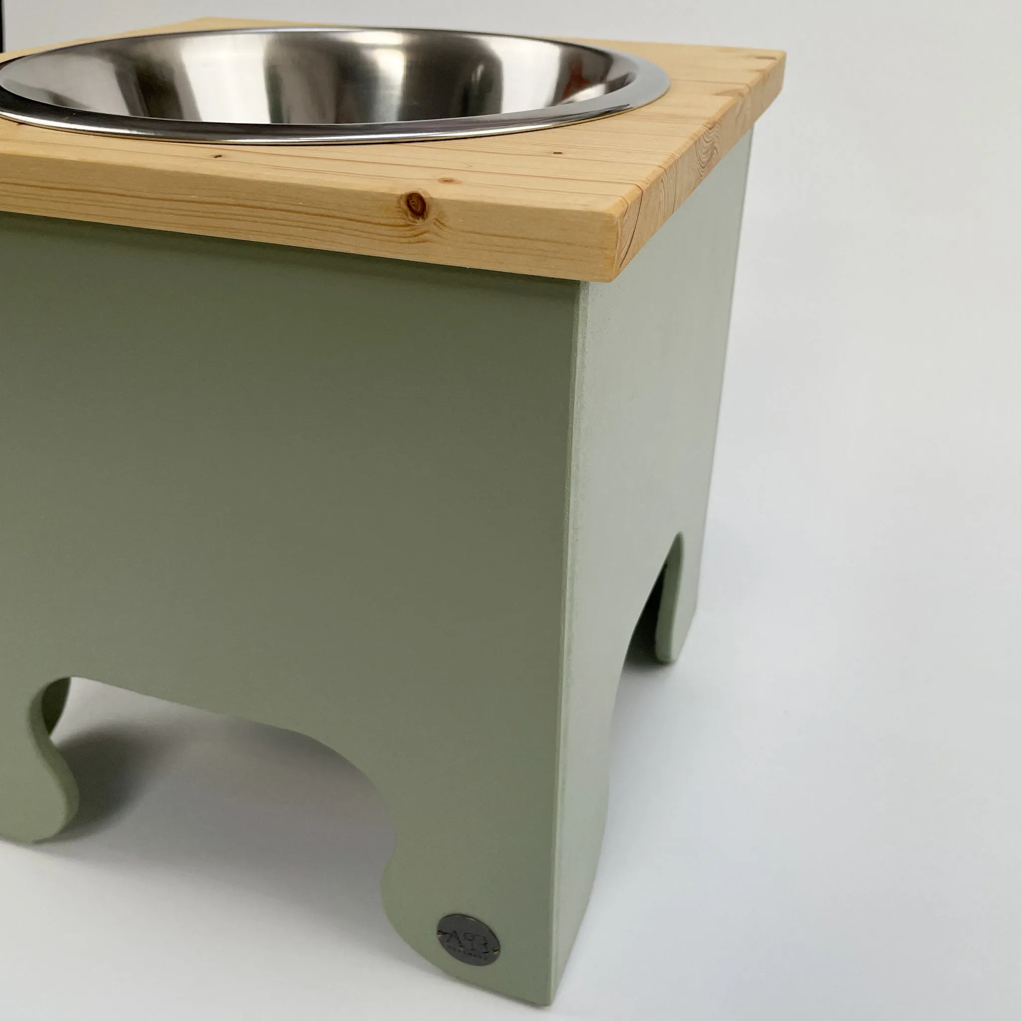 Small Pine Top Raised Dog Bowl Feeding Stand