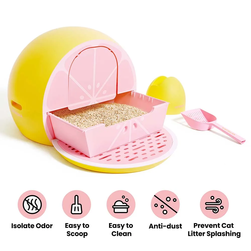 VETRESKA Kitty Kove Cat Litter Box (Grapefruit)