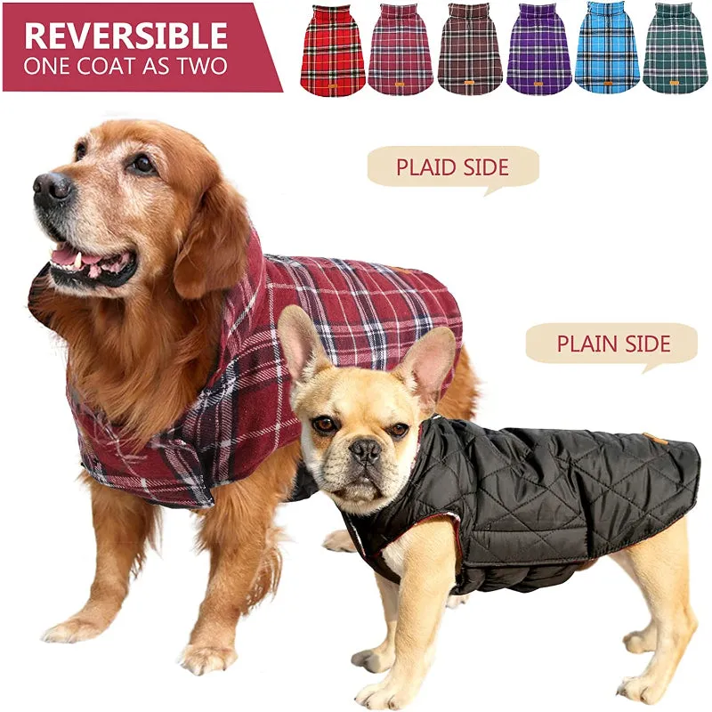 Warm Dog Coat, Reversible Dog Jacket Waterproof Dog Winter